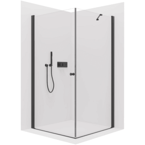 CERANO - Sprchovací kút Antelo L/P - 6 mm - čierna matná, transparentné sklo - 90x40x190 - otočný CER-477257 vyobraziť