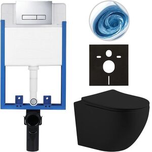 CERANO - Kompletný podomietkový WC set Lite/Cesso - čierna matná - WC tlačidlo Slim, chróm - na zamurovanie - 49x36 CER-8050BD112 vyobraziť