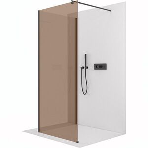 CERANO - Sprchová zástena Walk-in Onyx Corner Round Ľ/P - 8 mm - okrúhla vzpera - čierna matná, bronzové sklo - 70x80x200 CER-979804 vyobraziť