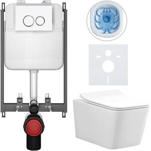 CERANO - Kompletný WC set Basic/Forte - biela lesklá - WC tlačidlo Dualo/Biela - na zamurovanie - 51x36 CER-8050BD86106 vyobraziť