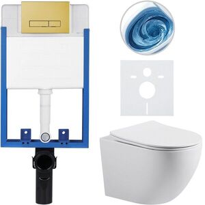 CERANO - Kompletný podomietkový WC set Lite/Cesso - biela lesklá - WC tlačidlo Slim, zlatá - na zamurovanie - 49x36 CER-629754 vyobraziť