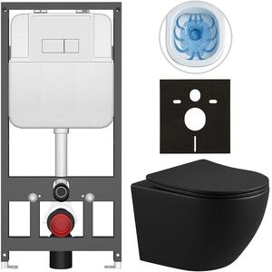 CERANO - Kompletný WC set Basic/Cesso - čierna matná - WC tlačidlo Modulo/Biela - závesné - predstenová inštalácia - 49x36 CER-8050BD86363 vyobraziť