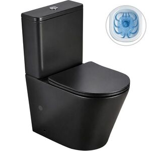 CERANO - WC kombi Carlito, Rimless - DualFlush + Slim / UF sedátko - spodný / zadný odpad - čierna matná - 61x36, 5 CER-433866 vyobraziť