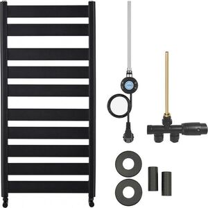 CERANO - Kúpeľňový radiátorový set Marco - kombinované vykurovanie, wifi tyč - bočné jednobodové pripojenie - 600W - čierna matná - 1125x550 mm CER-663718 vyobraziť