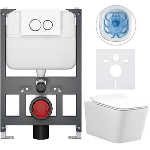 CERANO - Kompletný WC set Basic/Forte - biela lesklá - WC tlačidlo Dualo/Biela - závesné - nízky modul - predstenová inštalácia - 51x36 CER-8050BD86109 vyobraziť