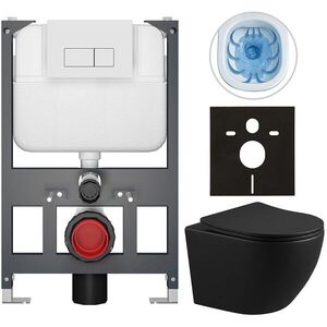 CERANO - Kompletný WC set Basic/Cesso - čierna matná - WC tlačidlo Modulo/Biela - závesné - nízky modul - predstenová inštalácia - 49x36 CER-8050BD86364 vyobraziť