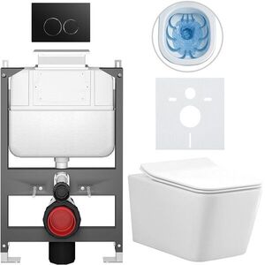 CERANO - Kompletný WC set Basic/Forte - biela lesklá - WC tlačidlo Dualo/Čierna - ovládanie zhora - predstenová inštalácia - 51x36 CER-8050BD86110 vyobraziť