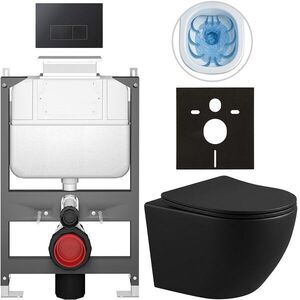 CERANO - Kompletný WC set Basic/Cesso - čierna matná - WC tlačidlo Modulo/Čierna - ovládanie zhora - predstenová inštalácia - 49x36 CER-8050BD86365 vyobraziť