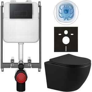 CERANO - Kompletný WC set Basic/Cesso - čierna matná - WC tlačidlo Modulo/Čierna - na zamurovanie - 49x36 CER-8050BD86366 vyobraziť