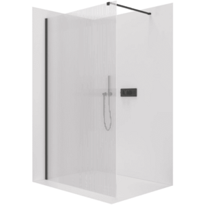 CERANO - Sprchová zástena Walk-in Onyx Cube Ľ/P - 8 mm - hranatá vzpera - čierna matná, ryhované sklo - 90x200 CER-8050BD579 vyobraziť