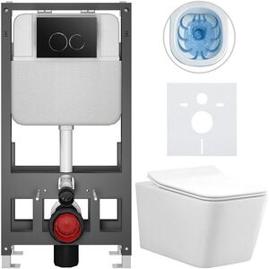 CERANO - Kompletný WC set Basic/Forte - biela lesklá - WC tlačidlo Dualo/Čierna - voľne stojaca - predstenová inštalácia - 51x36 CER-8050BD86112 vyobraziť