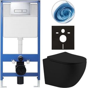 CERANO - Kompletný podomietkový WC set Lite/Cesso - čierna matná - WC tlačidlo Slim, chróm - predstenová inštalácia / sadrokartón - 49x36 CER-8050BD113 vyobraziť