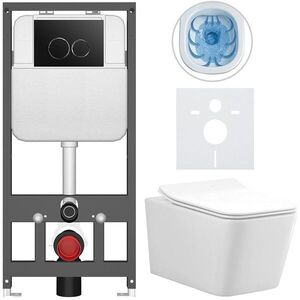 CERANO - Kompletný WC set Basic/Forte - biela lesklá - WC tlačidlo Dualo/Čierna - závesné - predstenová inštalácia - 51x36 CER-8050BD86113 vyobraziť