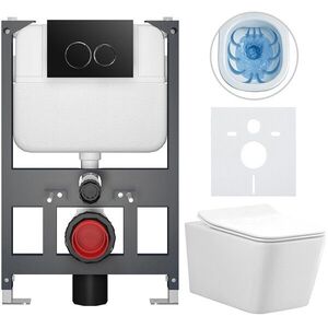 CERANO - Kompletný WC set Basic/Forte - biela lesklá - WC tlačidlo Dualo/Čierna - závesné - nízky modul - predstenová inštalácia - 51x36 CER-8050BD86114 vyobraziť