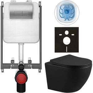 CERANO - Kompletný WC set Basic/Cesso - čierna matná - WC tlačidlo Modulo/Strieborná - na zamurovanie - 49x36 CER-8050BD86371 vyobraziť