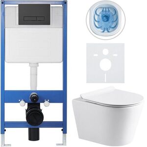 CERANO - Kompletný WC set Profi/Carlito - biela lesklá - WC tlačidlo Slim/Čierna matná - predstenová inštalácia - 48, 5x36, 5 CER-8050BD75 vyobraziť
