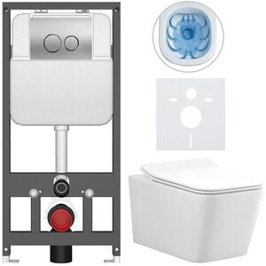 CERANO - Kompletný WC set Basic/Forte - biela lesklá - WC tlačidlo Dualo/Strieborná - závesné - predstenová inštalácia - 51x36 CER-8050BD86118 vyobraziť