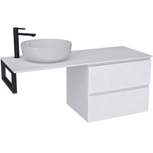 CERANO - Kúpeľňová skrinka Carole - biela matná ryhovaná + doska pod umývadlo Navira Slim - 18 mm + konzola čierna - 120x46x49, 8 CER-162113 vyobraziť