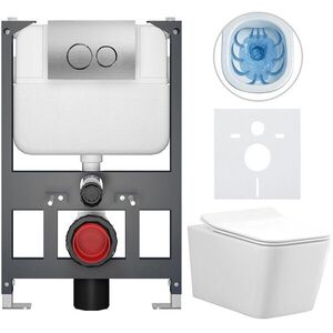 CERANO - Kompletný WC set Basic/Forte - biela lesklá - WC tlačidlo Dualo/Strieborná - závesné - nízky modul - predstenová inštalácia - 51x36 CER-8050BD86119 vyobraziť