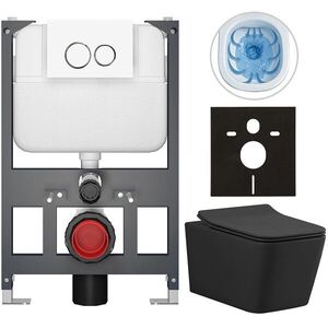 CERANO - Kompletný WC set Basic/Forte - čierna matná - WC tlačidlo Dualo/Biela - závesné - nízky modul - predstenová inštalácia - 51x36 CER-8050BD86379 vyobraziť
