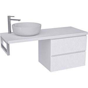 CERANO - Kúpeľňová skrinka Carole - biela matná ryhovaná + doska pod umývadlo Navira Pro - 36 mm + konzola chróm - 160x46x51, 6 CER-408199 vyobraziť