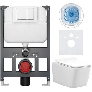 CERANO - Kompletný WC set Basic/Forte - biela lesklá - WC tlačidlo Maxio/Biela - závesné - nízky modul - predstenová inštalácia - 51x36 CER-8050BD86124 vyobraziť