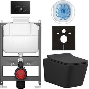 CERANO - Kompletný WC set Basic/Forte - čierna matná - WC tlačidlo Dualo/Čierna - ovládanie zhora - predstenová inštalácia - 51x36 CER-8050BD86380 vyobraziť
