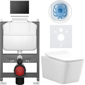 CERANO - Kompletný WC set Basic/Forte - biela lesklá - WC tlačidlo Maxio/Čierna - ovládanie zhora - predstenová inštalácia - 51x36 CER-8050BD86125 vyobraziť