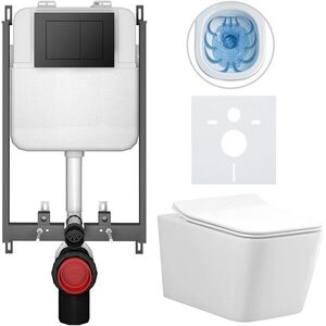 CERANO - Kompletný WC set Basic/Forte - biela lesklá - WC tlačidlo Maxio/Čierna - na zamurovanie - 51x36 CER-8050BD86126 vyobraziť