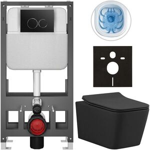 CERANO - Kompletný WC set Basic/Forte - čierna matná - WC tlačidlo Dualo/Čierna - voľne stojaca - predstenová inštalácia - 51x36 CER-8050BD86382 vyobraziť