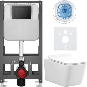 CERANO - Kompletný WC set Basic/Forte - biela lesklá - WC tlačidlo Maxio/Čierna - voľne stojaca - predstenová inštalácia - 51x36 CER-8050BD86127 vyobraziť