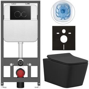 CERANO - Kompletný WC set Basic/Forte - čierna matná - WC tlačidlo Dualo/Čierna - závesné - predstenová inštalácia - 51x36 CER-8050BD86383 vyobraziť