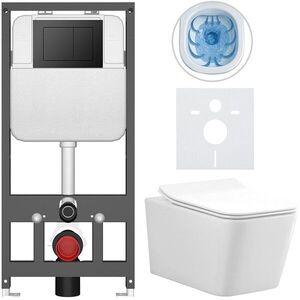 CERANO - Kompletný WC set Basic/Forte - biela lesklá - WC tlačidlo Maxio/Čierna - závesné - predstenová inštalácia - 51x36 CER-8050BD86128 vyobraziť