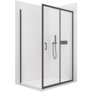 CERANO - Sprchovací kút Orlano L/P - 5 mm - čierna matná, transparentné sklo - 90x80x195 - posuvný CER-DY505B-9101 vyobraziť