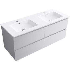 CERANO - Kúpeľňová skrinka Carole - biela matná + keramické dvojumývadlo Novo - biela lesklá - 121x49, 5x46, 5 CER-979861 vyobraziť