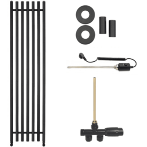 CERANO - Kúpeľňový radiátorový set Valerio - kombinované vykurovanie, termo tyč - bočné jednobodové pripojenie - 600W - čierna matná - 1560x390 mm CER-663835 vyobraziť