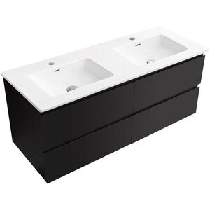 CERANO - Kúpeľňová skrinka Carole - čierna matná + keramické dvojumývadlo Novo - biela lesklá - 121x49, 5x46, 5 CER-979862 vyobraziť