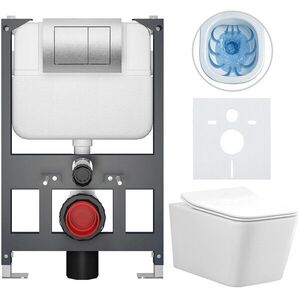 CERANO - Kompletný WC set Basic/Forte - biela lesklá - WC tlačidlo Maxio/Strieborná - závesné - nízky modul - predstenová inštalácia - 51x36 CER-8050BD86134 vyobraziť