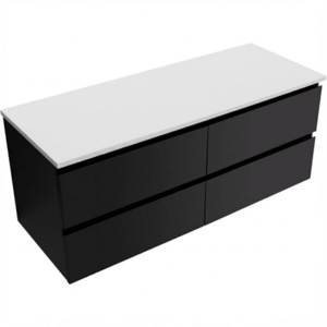 CERANO - Kúpeľňová skrinka Carole - čierna matná + doska pod umývadlo z lit. mramoru Elanys - 12 mm - biela matná - 120x49, 2x46 CER-679343 vyobraziť