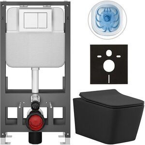 CERANO - Kompletný WC set Basic/Forte - čierna matná - WC tlačidlo Maxio/Biela - voľne stojaca - predstenová inštalácia - 51x36 CER-8050BD86392 vyobraziť