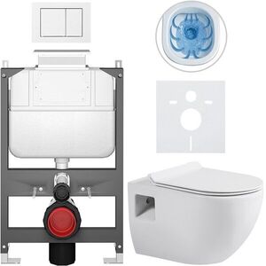 CERANO - Kompletný WC set Basic/Dure - biela lesklá - WC tlačidlo Maxio/Biela - ovládanie zhora - predstenová inštalácia - 51x35 CER-8050BD85881 vyobraziť