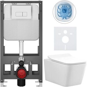 CERANO - Kompletný WC set Basic/Forte - biela lesklá - WC tlačidlo Modulo/Biela - voľne stojaca - predstenová inštalácia - 51x36 CER-8050BD86137 vyobraziť