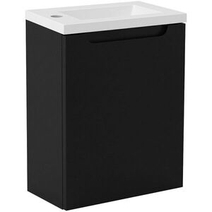 CERANO - Umývadlová skrinka pre WC Sora - čierna matná + umývadlo z lit. mramoru - biela matná - 40x57, 5x22 CER-999983 vyobraziť