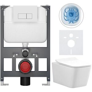 CERANO - Kompletný WC set Basic/Forte - biela lesklá - WC tlačidlo Modulo/Biela - závesné - nízky modul - predstenová inštalácia - 51x36 CER-8050BD86139 vyobraziť