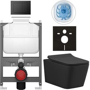 CERANO - Kompletný WC set Basic/Forte - čierna matná - WC tlačidlo Maxio/Čierna - ovládanie zhora - predstenová inštalácia - 51x36 CER-8050BD86395 vyobraziť