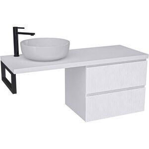 CERANO - Kúpeľňová skrinka Carole - biela matná ryhovaná + doska pod umývadlo Navira Pro - 36 mm + konzola čierna - 120x46x51, 6 CER-173290 vyobraziť