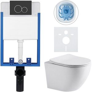CERANO - Kompletný WC set Profi/Cesso - biela lesklá - WC tlačidlo Duo/Čierna matná - na zamurovanie - 49x36 CER-8050BD84208 vyobraziť