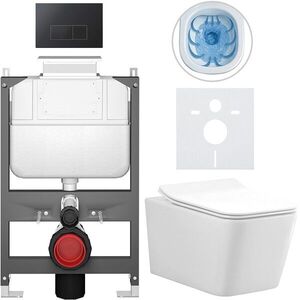 CERANO - Kompletný WC set Basic/Forte - biela lesklá - WC tlačidlo Modulo/Čierna - ovládanie zhora - predstenová inštalácia - 51x36 CER-8050BD86140 vyobraziť