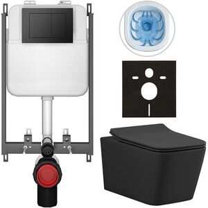 CERANO - Kompletný WC set Basic/Forte - čierna matná - WC tlačidlo Maxio/Čierna - na zamurovanie - 51x36 CER-8050BD86396 vyobraziť