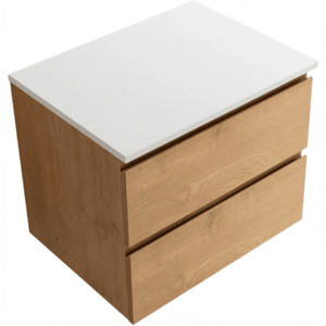 CERANO - Kúpeľňová skrinka Carole - dub medový + doska pod umývadlo z lit. mramoru Elanys - 12 mm - biela matná - 60x49, 2x46 CER-679348 vyobraziť